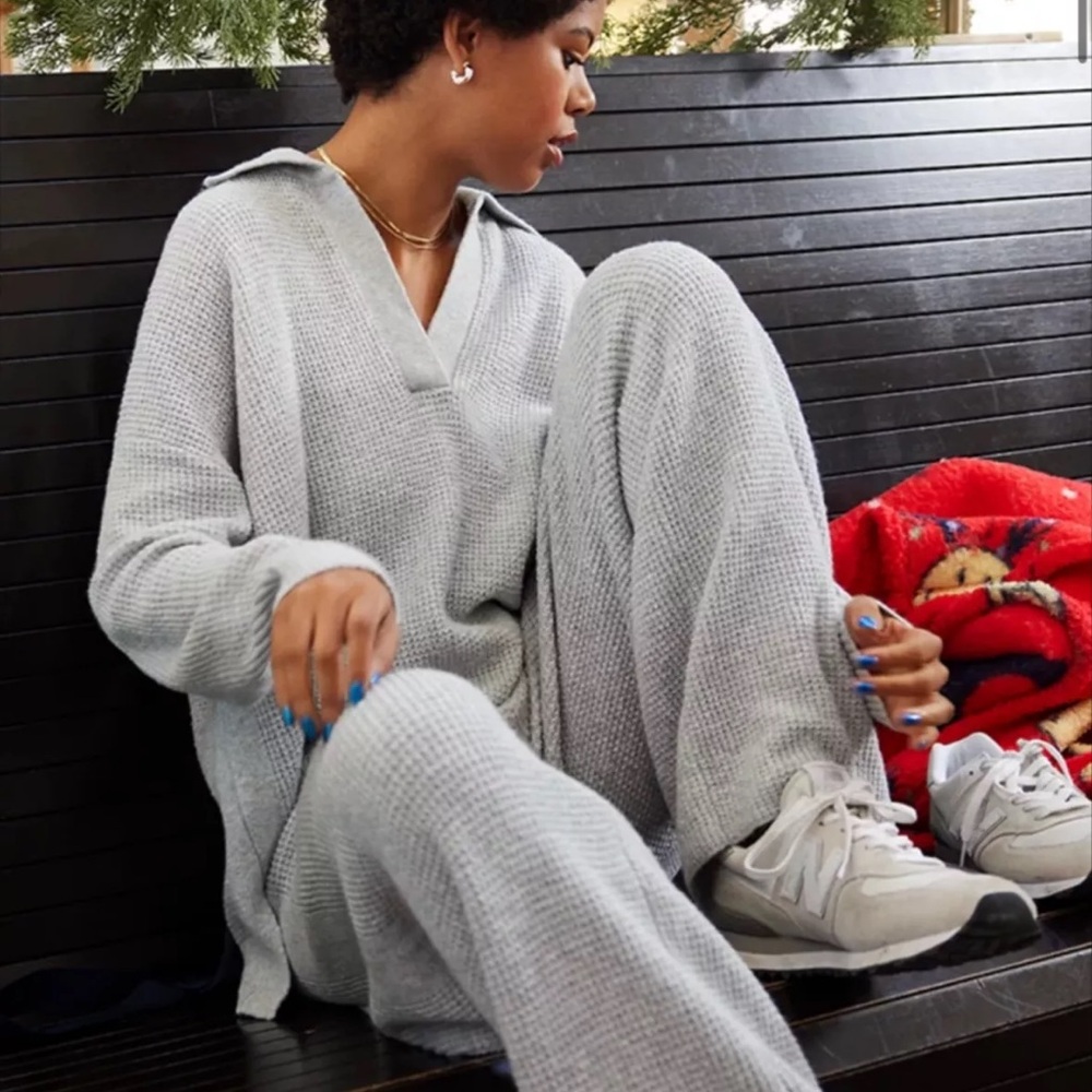 Aerie cozy up Waffle hoodie in gray